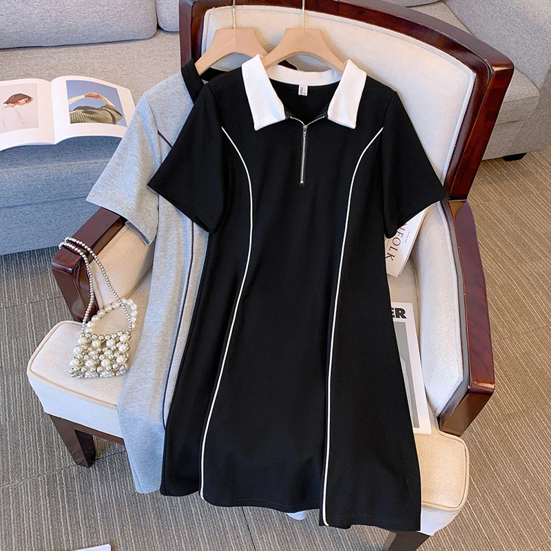 Plus Size Shapes Polo T Shirt Dress