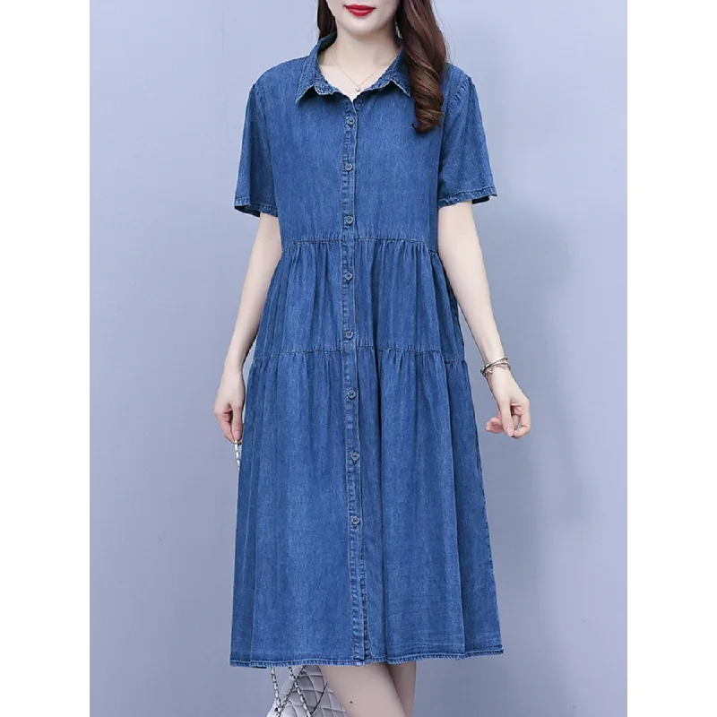 Plus Size Denim Tier Shirt Dress