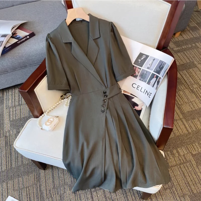 Plus Size Korean Tuxedo Shirt Dress