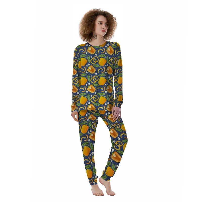 Bell Pepper Leaf Print Pattern Women's Pajamas