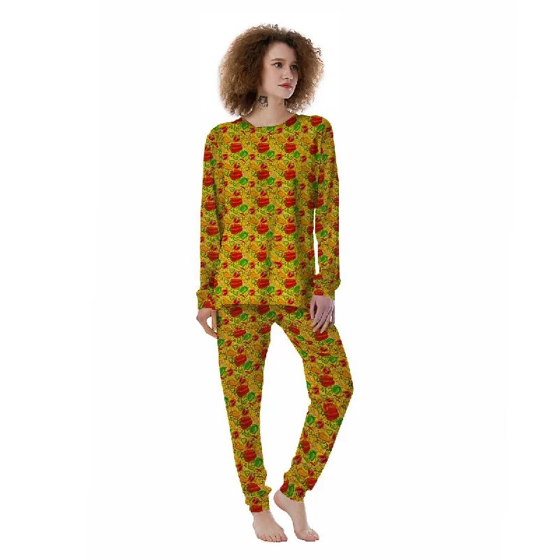 Bell Pepper Yellow Print Pattern Women's Pajamas