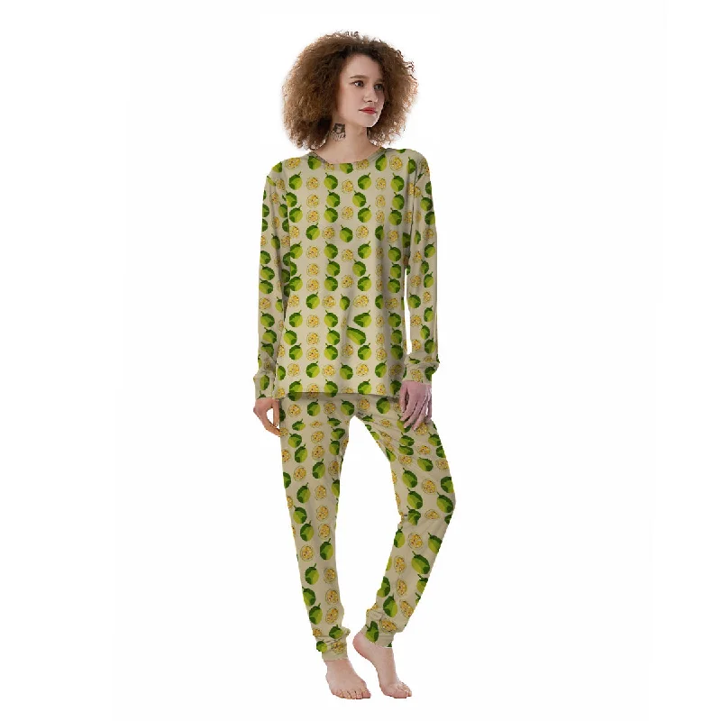 Biege Jackfruit Print Pattern Women's Pajamas