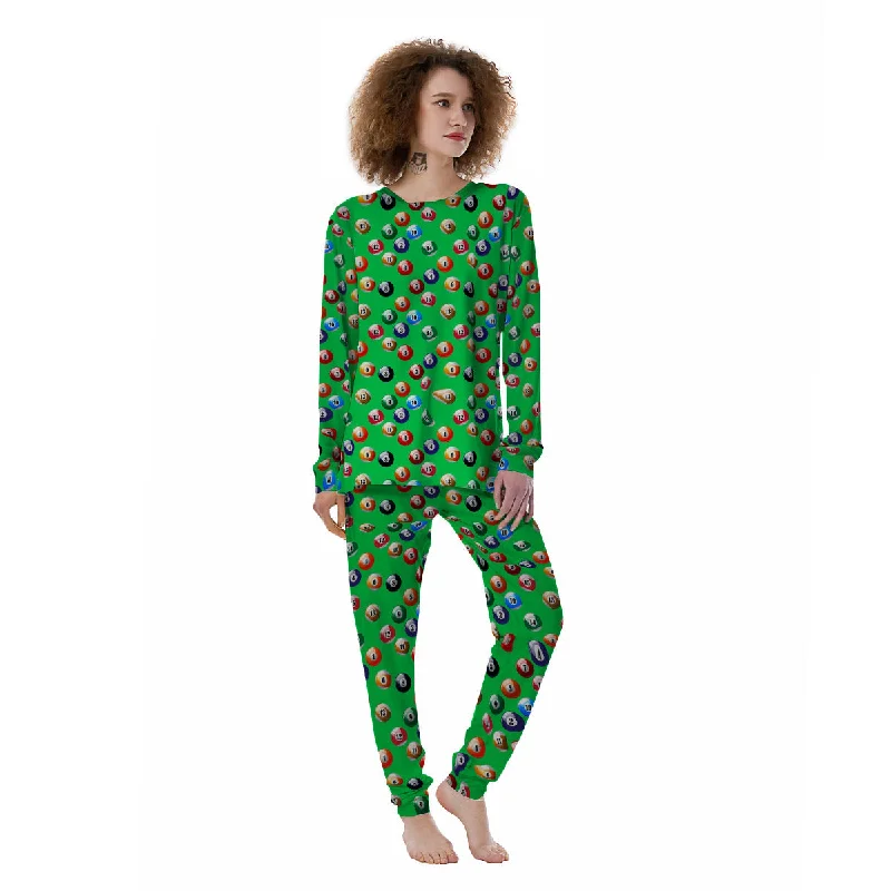 Billiard Ball Green Print Pattern Women's Pajamas