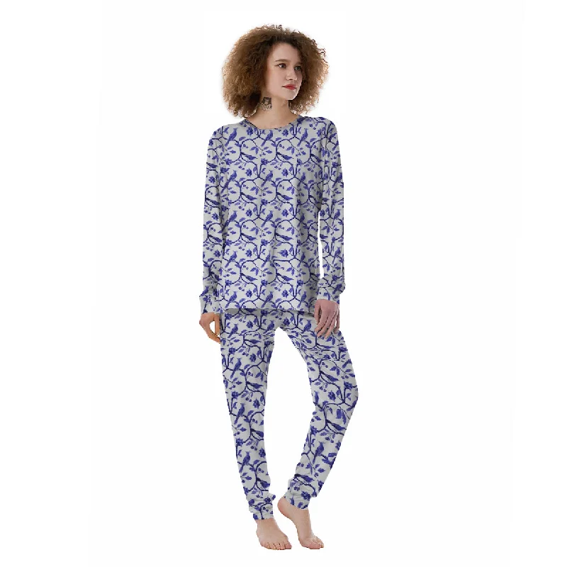 Bird Chinoiserie Print Pattern Women's Pajamas