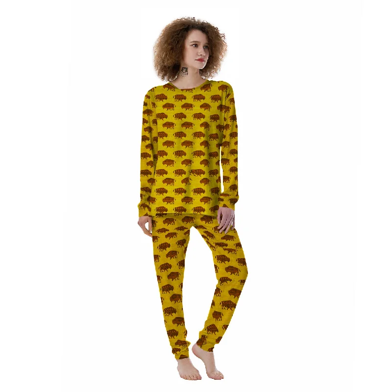 Bison Aztec Print Pattern Women's Pajamas