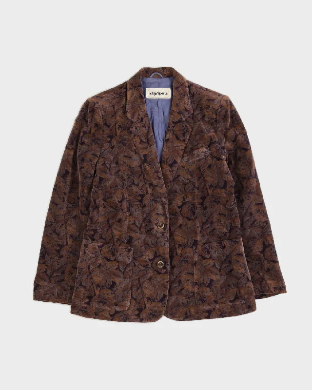 Brown Patterned Velvet Jacket - S