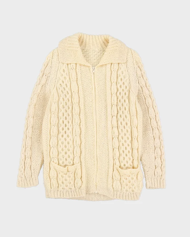 Cream Hand-Knitted Cardigan - M