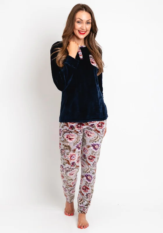 Serafina Collection Floral 2 Piece Pyjama Set, Navy