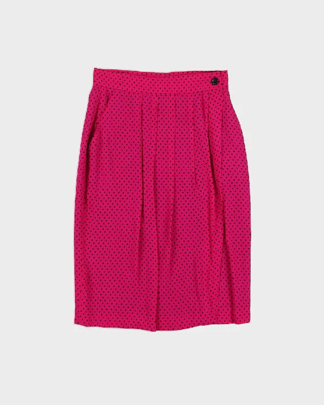 Pink Pleated Patterned Wrap Skirt - S