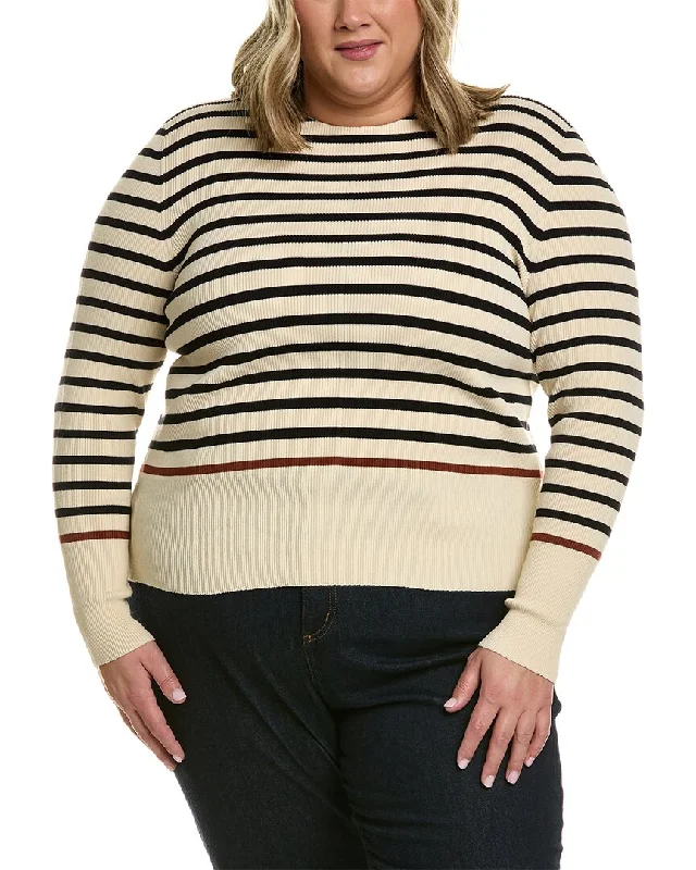 Lafayette 148 New York Plus Long Sleeve Striped Sweater