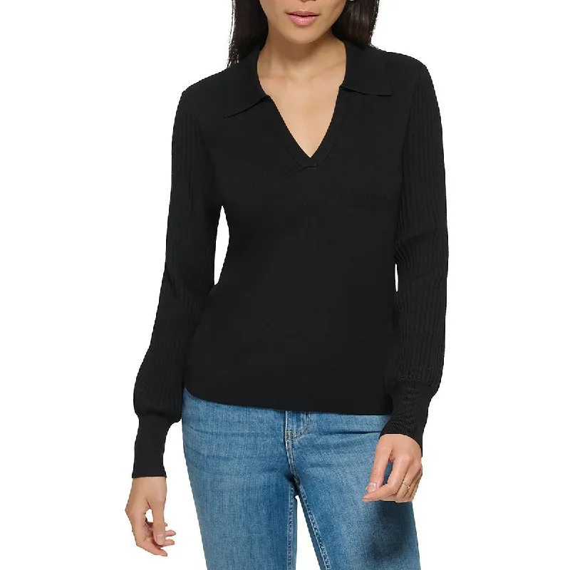 Womens Split Neck Henley Pullover Sweater