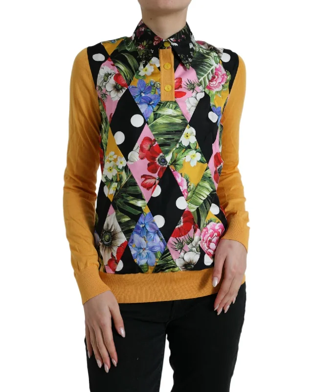 Dolce & Gabbana Patchwork Cashmere Henley Sweater