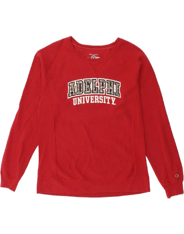 CHAMPION Womens Adelphi University Sweatshirt Jumper UK 14 Large Red