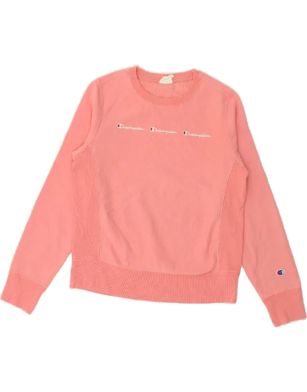 CHAMPION Womens Graphic Sweatshirt Jumper UK 6 XS Pink Cotton