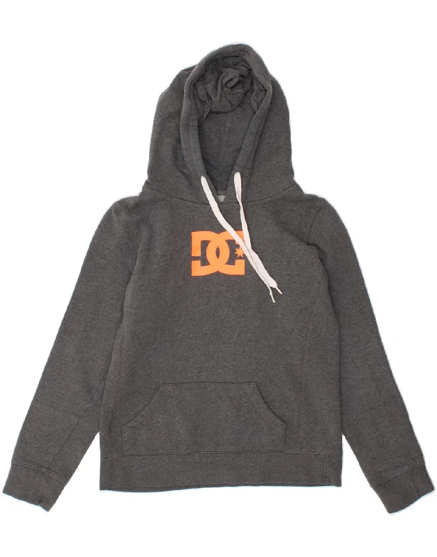 DC Womens Graphic Hoodie Jumper UK 10 Small Grey