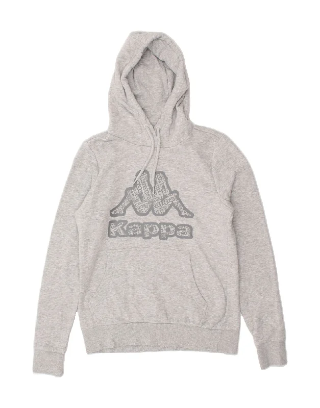 KAPPA Womens Graphic Hoodie Jumper UK 10 Small Grey Cotton