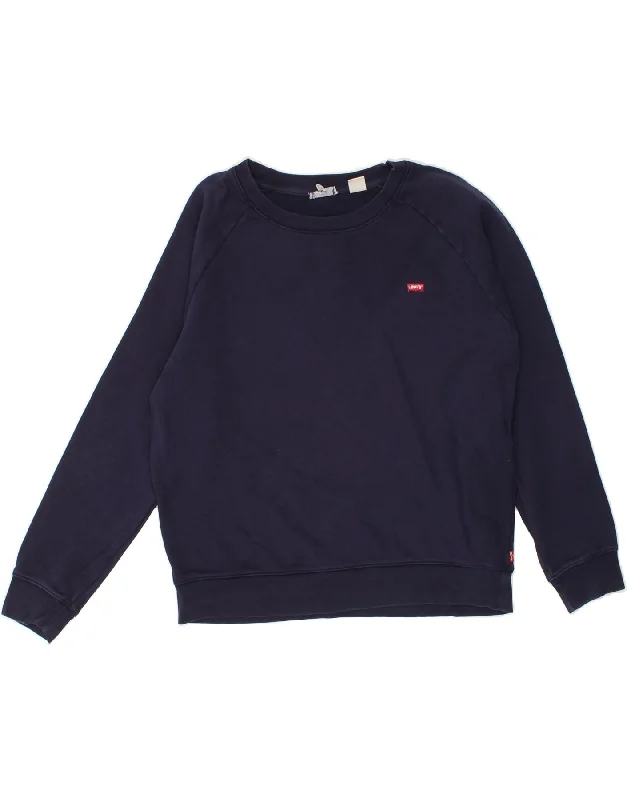 LEVI'S Womens Sweatshirt Jumper UK 14 Medium Navy Blue Cotton