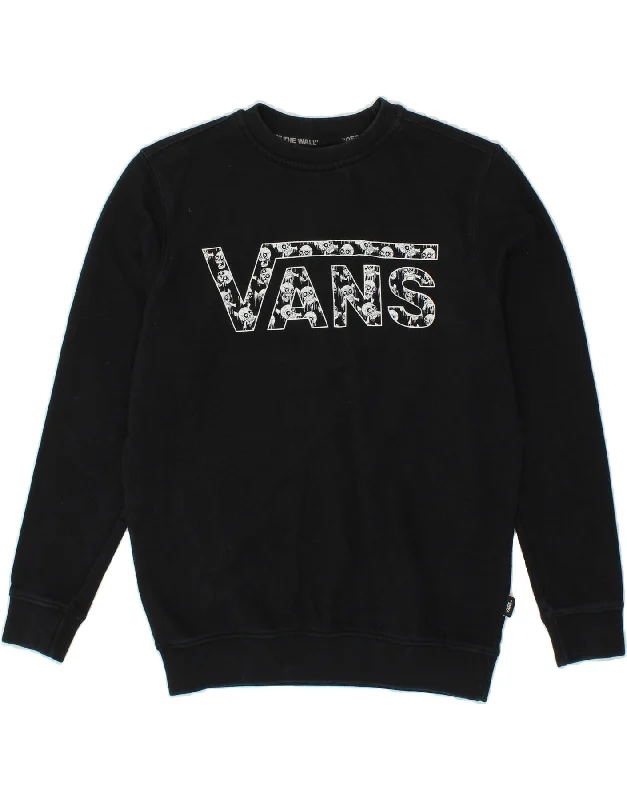 VANS Womens Graphic Sweatshirt Jumper UK 14 Medium Black Cotton