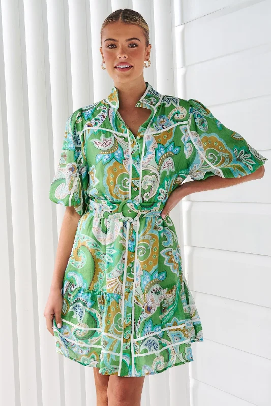 Sabrina Paisley Dress - Green