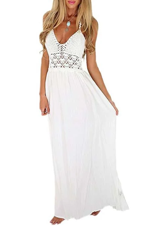 A line Chiffon V Neck Beach Wedding Dresses Backless Ivory Wedding Gowns WK506