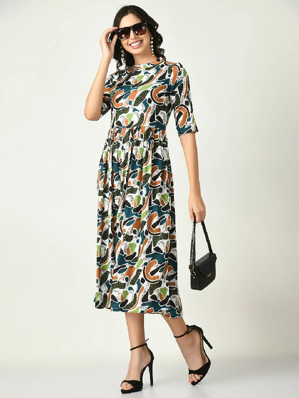 Women Multi Printed Midi Dress