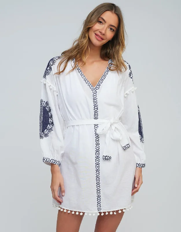 Amara Tunic - White Navy