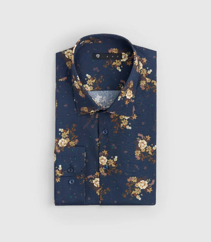 Chemise imprimée marine "Solaire"