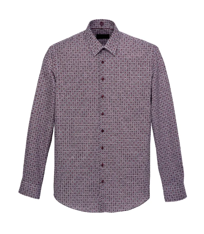 Chemise à micro motifs bordeaux "Septante"