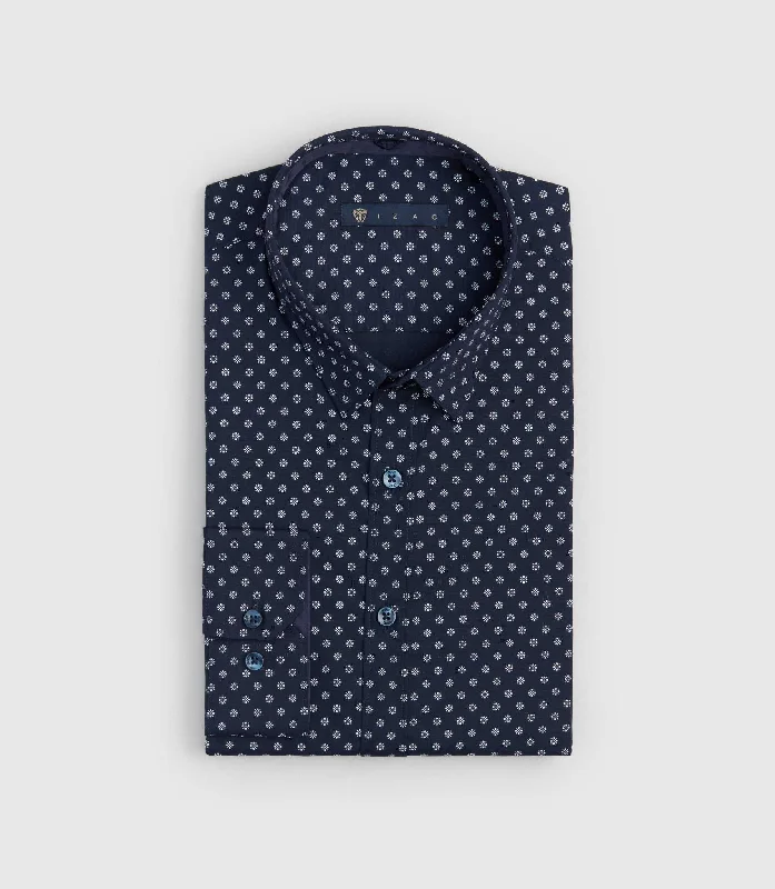 Chemise à micro motifs marine "Serge"