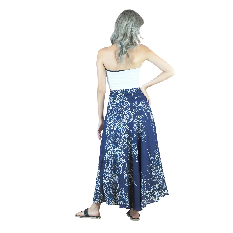 Cosmo Royal Elephant Women's Bohemian Skirt in Navy Blue SK0033 020307 03