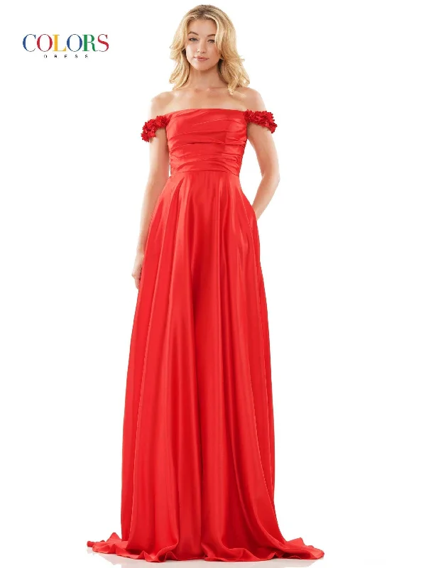 Colors 2861 Colors Long Off Shoulder Formal Dress