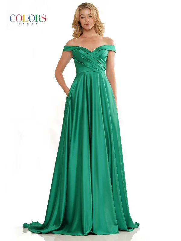 Colors G1099 Colors Off Shoulder Long Prom Dress