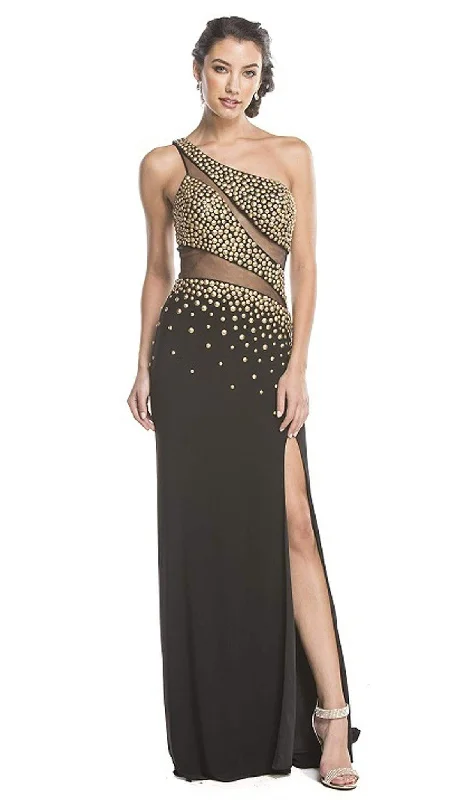 Aspeed Design - Asymmetrical Embellished Sheer Evening Dress