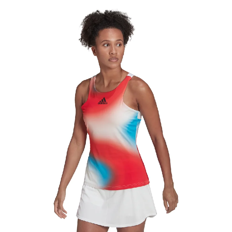 adidas Women's Mel Y-Tank Top (White/Red/Blue) ha7614