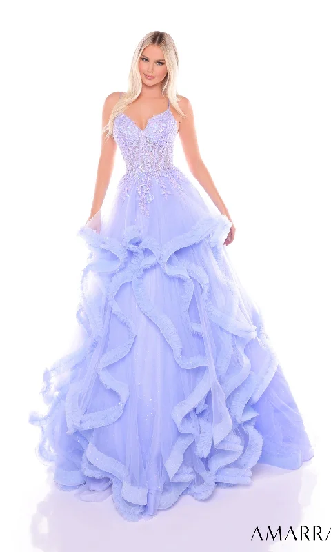 Ruffle Formal Ball Gown: Amarra 88094