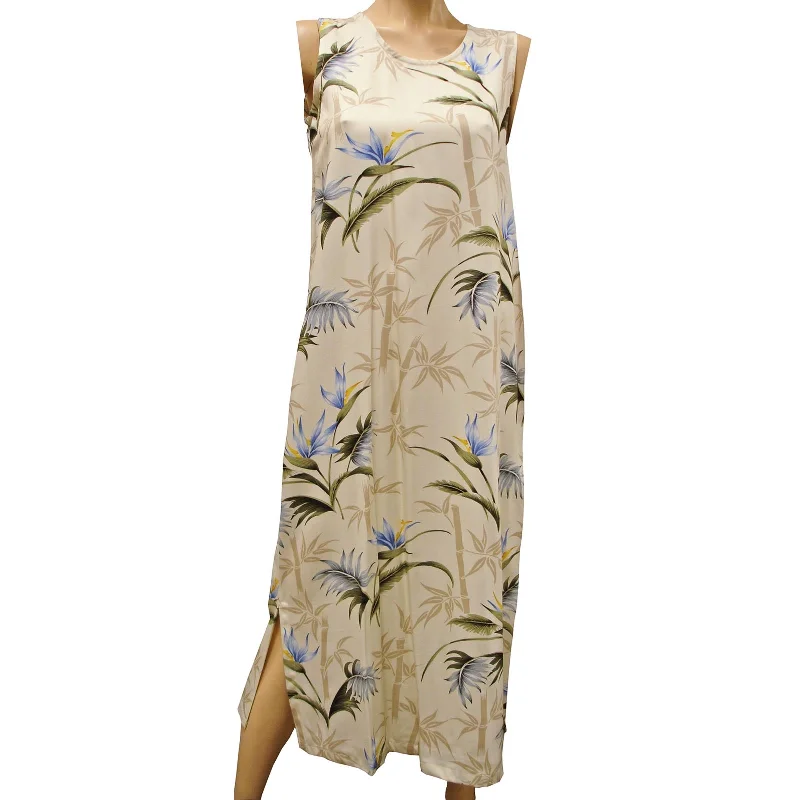 Bamboo Paradise Cream Long Tank Dress