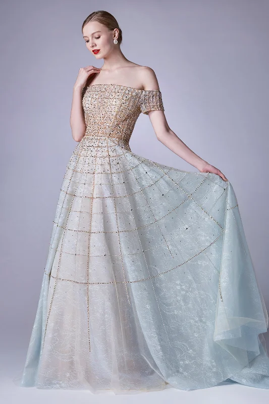 Beaded Lattice Embroidered Gown for Enchanting Occasions by Luxe Couture