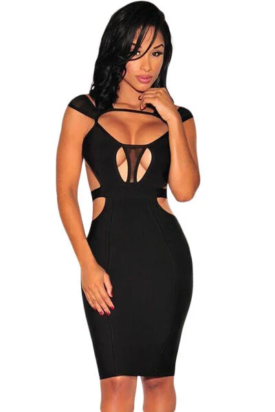 Black Cut Out Peep Hole Bandage Dress