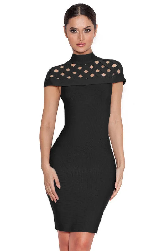 Black Lattice Bandage Dress