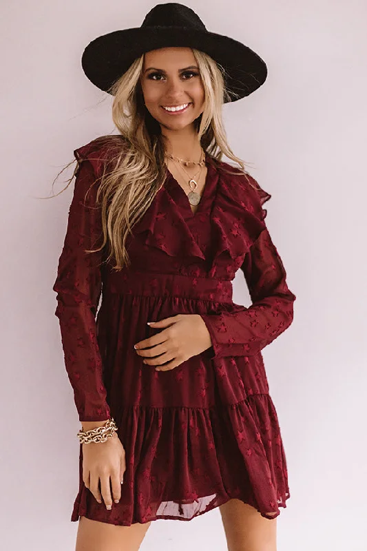 Can't Stop The Kisses Shift Dress In Merlot