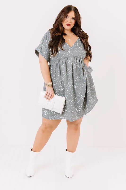 Casual Occasion Babydoll Dress In Light Forest   Curves