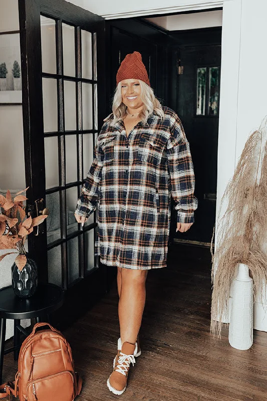 Central Park Perks Plaid Dress In Navy Curves