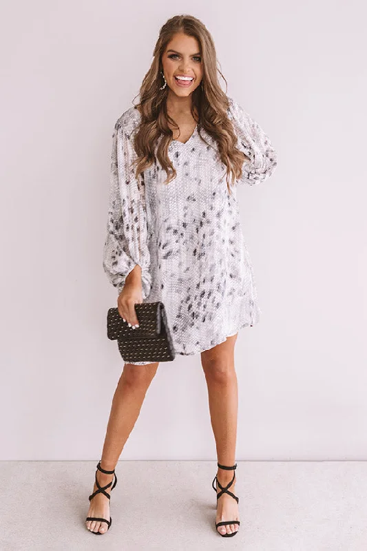 Darling Dance Shimmer Shift Dress in Grey