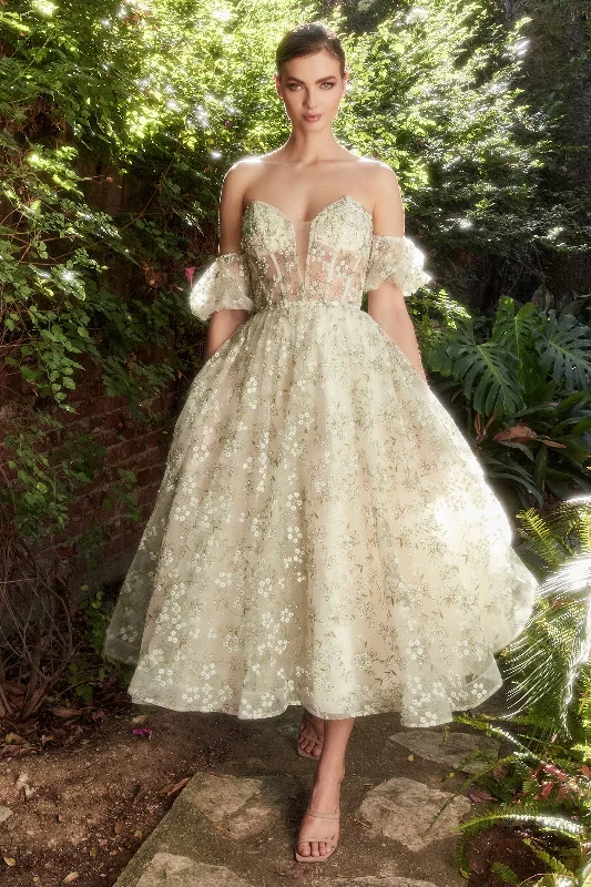 **Enchanted Dreams: Ethereal Tea-Length Dress for Fairytale Moments**