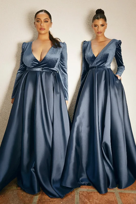 Enchanting Velvet and Satin Evening Gown by Cinderella Divine