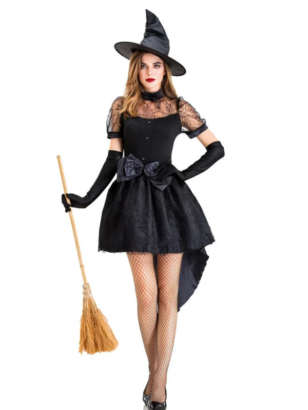 Bewitching Halloween Black Witch Dress | Halloween Outfit | Mesh Black Dress | Cosplay witch costume