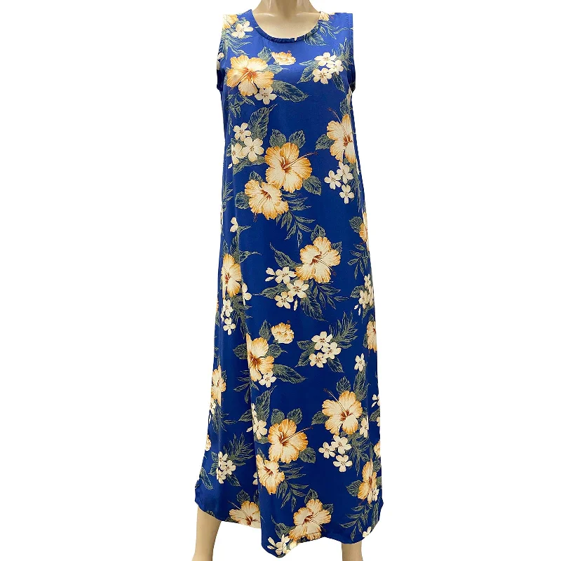 Hibiscus Resort Navy Long Tank Dress