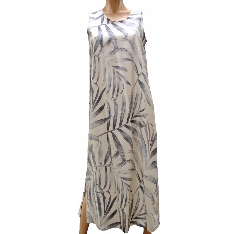 Islander Fronds Cream Long Tank Dress