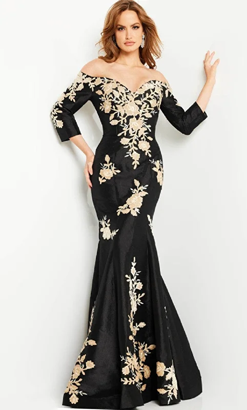 Jovani 24327 - Embroidered Floral Off Shoulder Dress