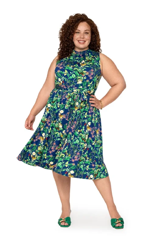 Leota's Curve Women Mindy Dress Butterfly Meadow Navy Multi Size 3X